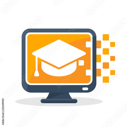 Vector icon illustration with the concept of digital communication technology, about online education media