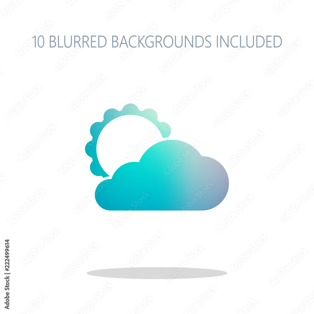 sun and cloud. Colorful logo concept with simple shadow on white sun and cloud. Colorful logo concept with simple shadow on white