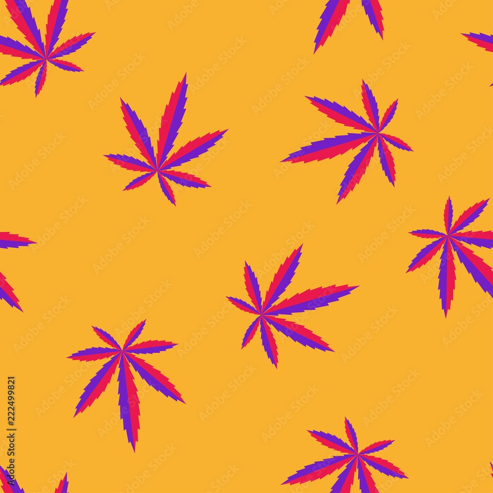 Marijuana leaves vibrant vector seamless pattern Marijuana leaves vibrant vector seamless pattern
