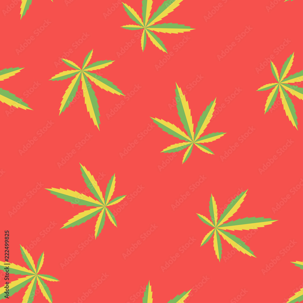 Marijuana flag colour vector red seamless pattern Marijuana flag colour vector red seamless pattern