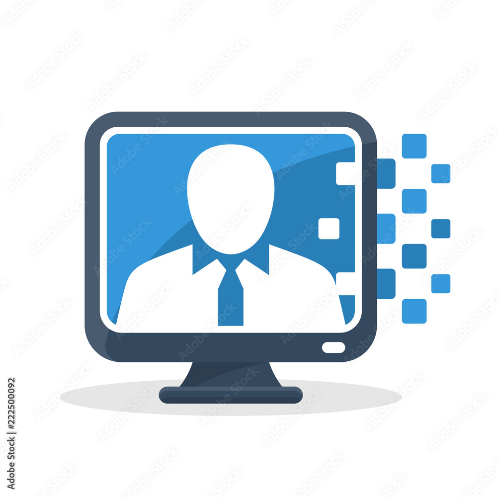 Vector illustration icon with digital communication concept, about online worker information media Vector illustration icon with digital communication concept, about online worker information media