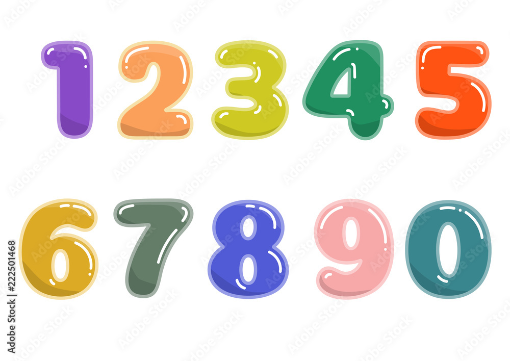 Vector set of bubble shaped cartoon numbers in various colors Vector set of bubble shaped cartoon numbers in various colors