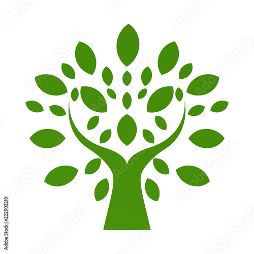 Organic logo. Leafs in hand logo. Natural products logo. Cosmetics icon. Spa logo. Beauty salon logo. Green leafs logo. Yoga logo