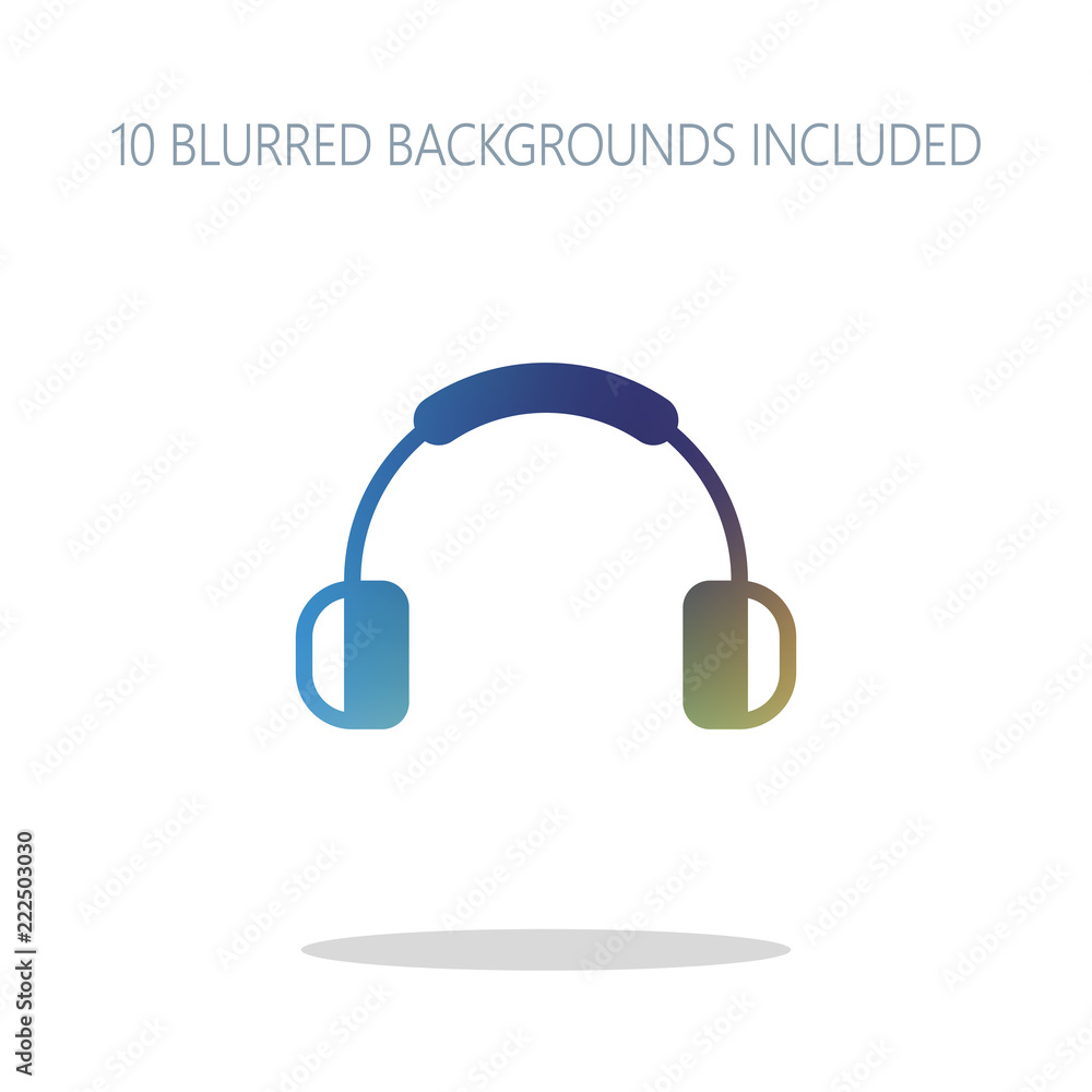 Headphones and music. Mute volume. Simple icon. Colorful logo co Headphones and music. Mute volume. Simple icon. Colorful logo co