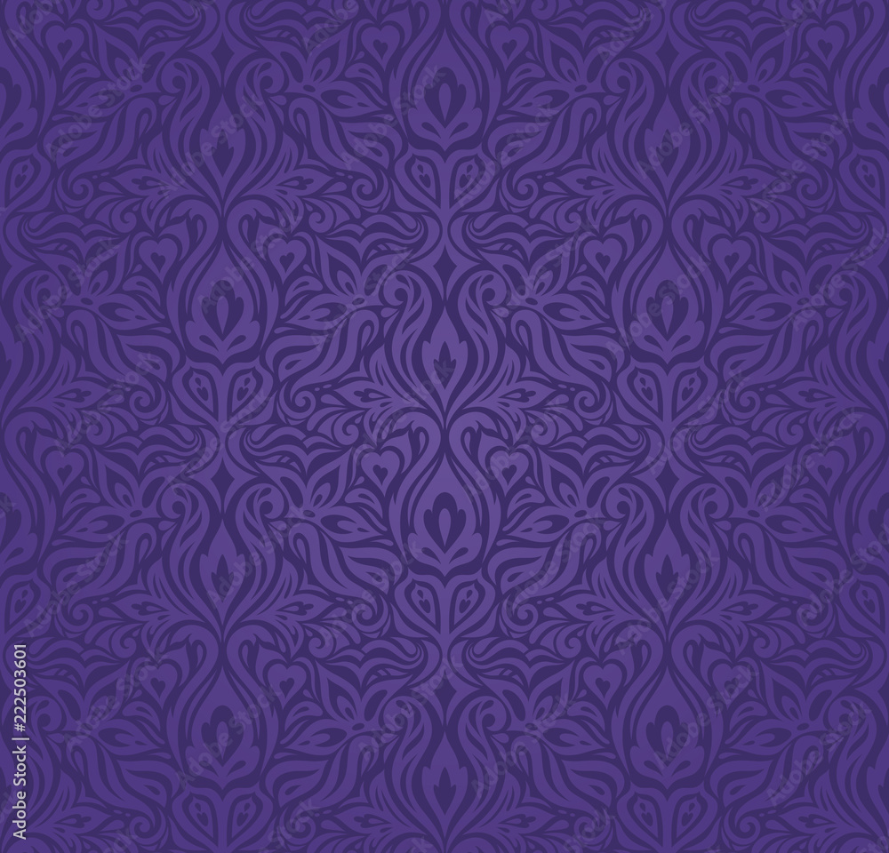 Violet purple Floral vintage seamless pattern background fashion trendy  colorful wallpaper design Stock Vector | Adobe Stock