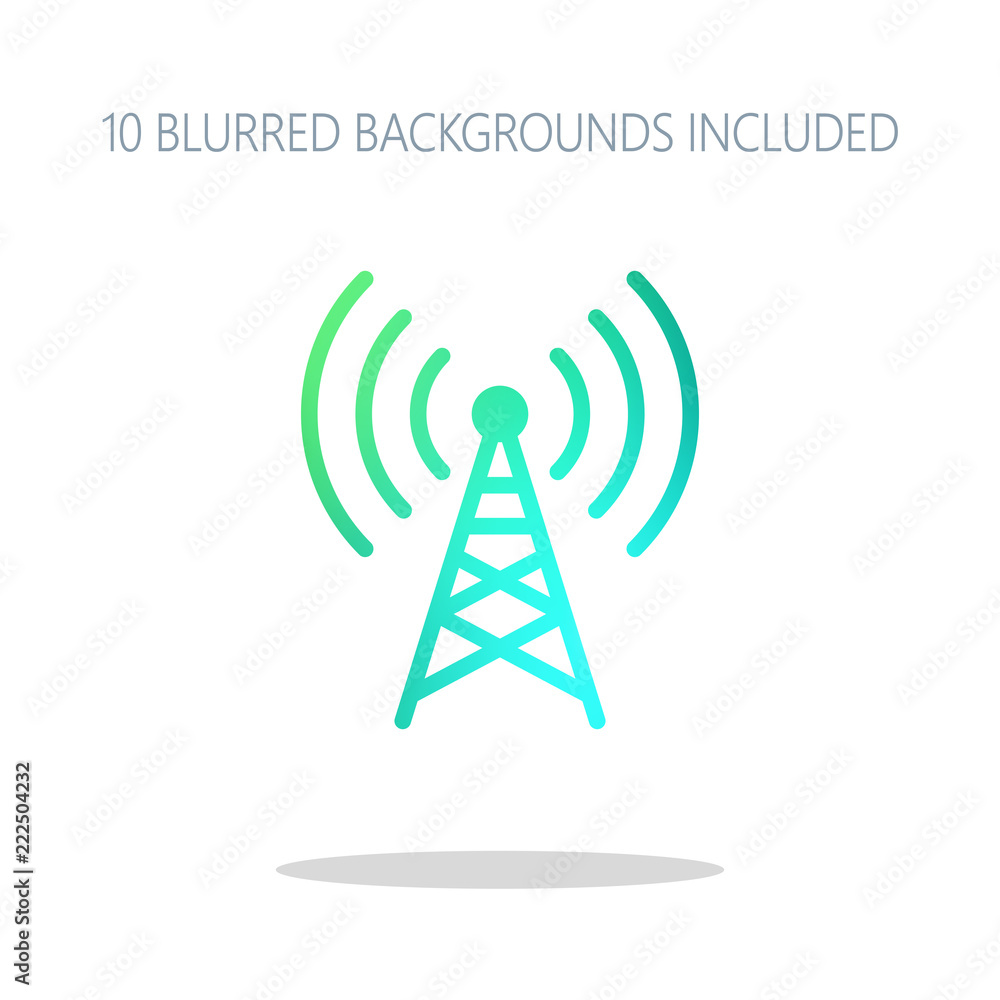 Radio tower icon. Linear style. Colorful logo concept with simpl Radio tower icon. Linear style. Colorful logo concept with simpl