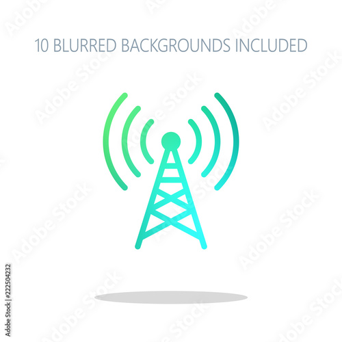 Radio tower icon. Linear style. Colorful logo concept with simpl