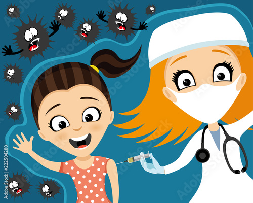 The doctor makes a vaccination to the child.