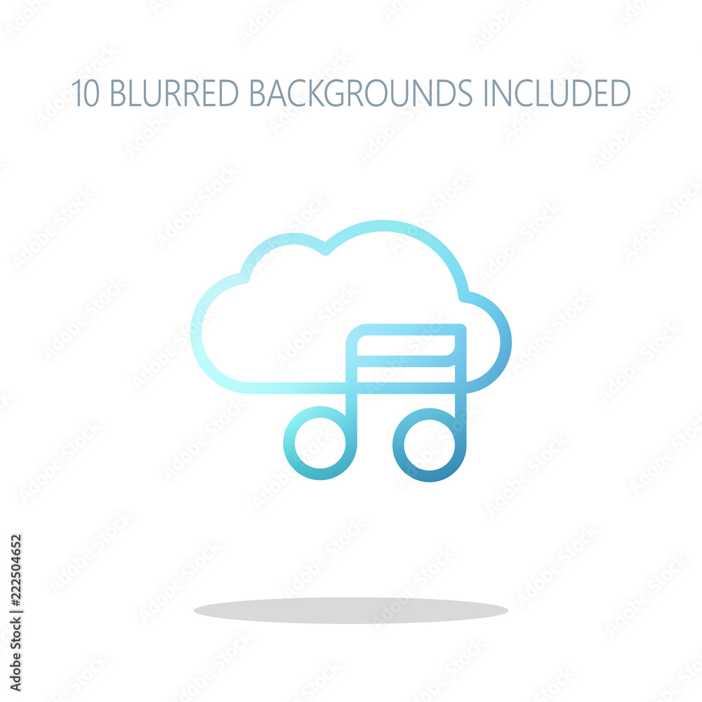 Simple icon with cloud and musical note. Linear symbol, thin out Simple icon with cloud and musical note. Linear symbol, thin out