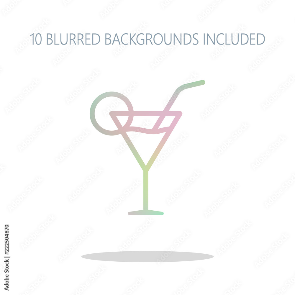 Coctail glass. Simple linear icon with thin outline. Colorful lo Coctail glass. Simple linear icon with thin outline. Colorful lo