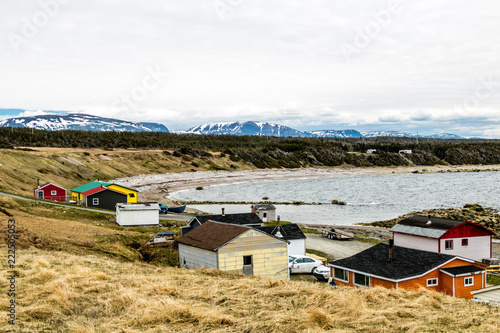 Summer fishing village on Green Point, Grose Morne National Park, Newfoundland, Canada photo