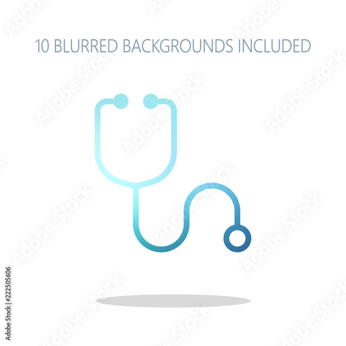 Simple stethoscope icon. Linear, thin outline. Colorful logo con