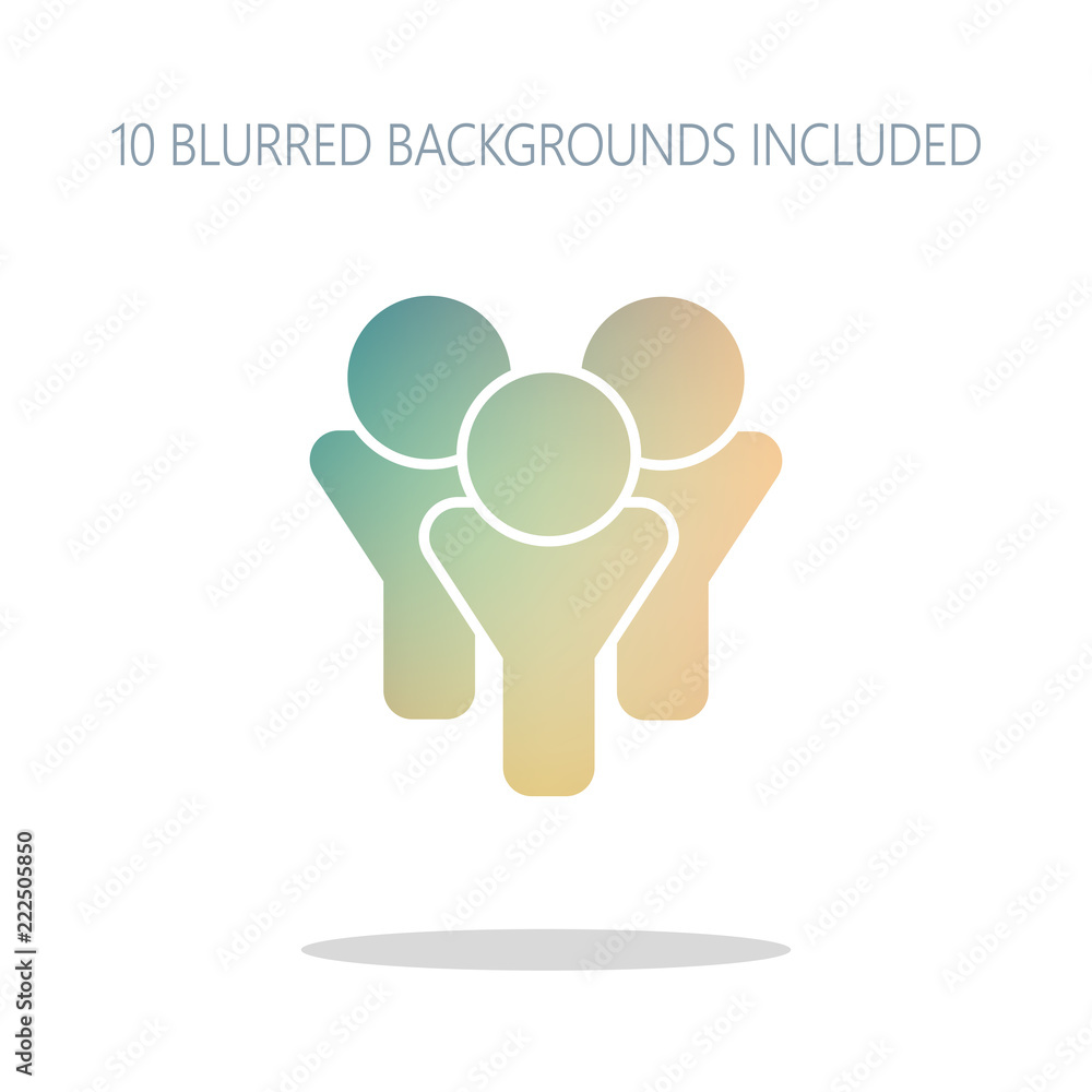 Team group icon. Colorful logo concept with simple shadow on whi Team group icon. Colorful logo concept with simple shadow on whi