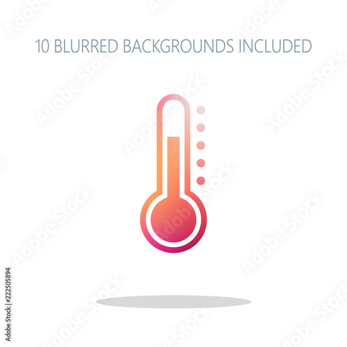 Simple thermometer icon. Colorful logo concept with simple shado