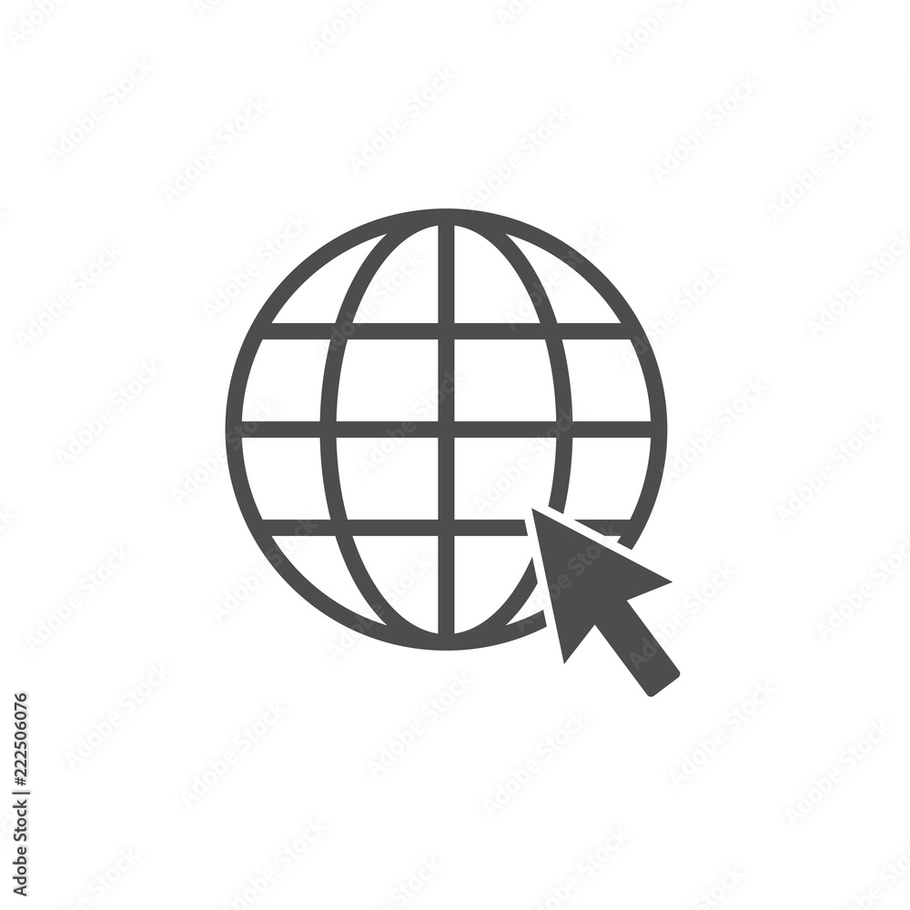 Global icon. Click website icon. Vector illustration, flat design.