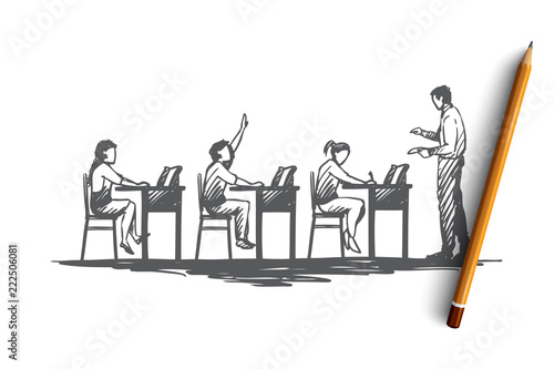 Back to school, study, education, knowledge, learning concept. Hand drawn isolated vector.
