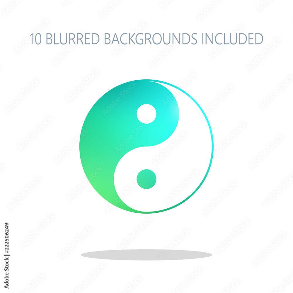 yin yan symbol. Colorful logo concept with simple shadow on whit yin yan symbol. Colorful logo concept with simple shadow on whit