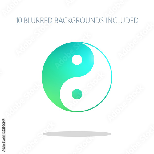 yin yan symbol. Colorful logo concept with simple shadow on whit