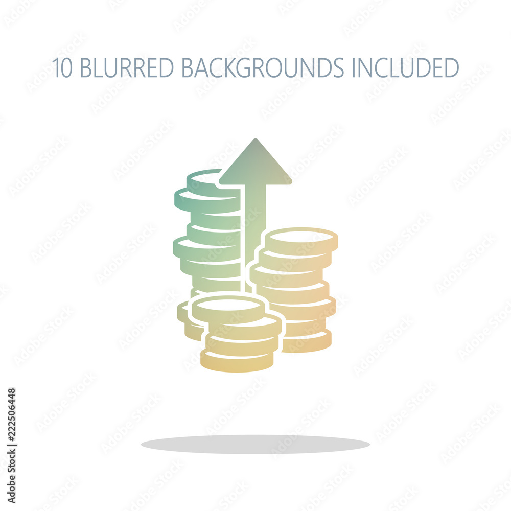 Coins stack, finance grow, up arrow. Colorful logo concept with Coins stack, finance grow, up arrow. Colorful logo concept with