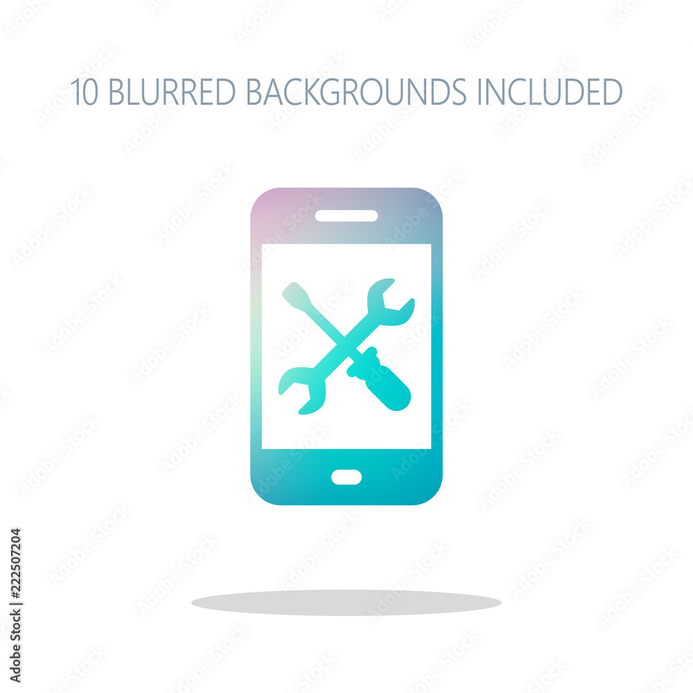 Phone repair service icon. Colorful logo concept with simple sha Phone repair service icon. Colorful logo concept with simple sha