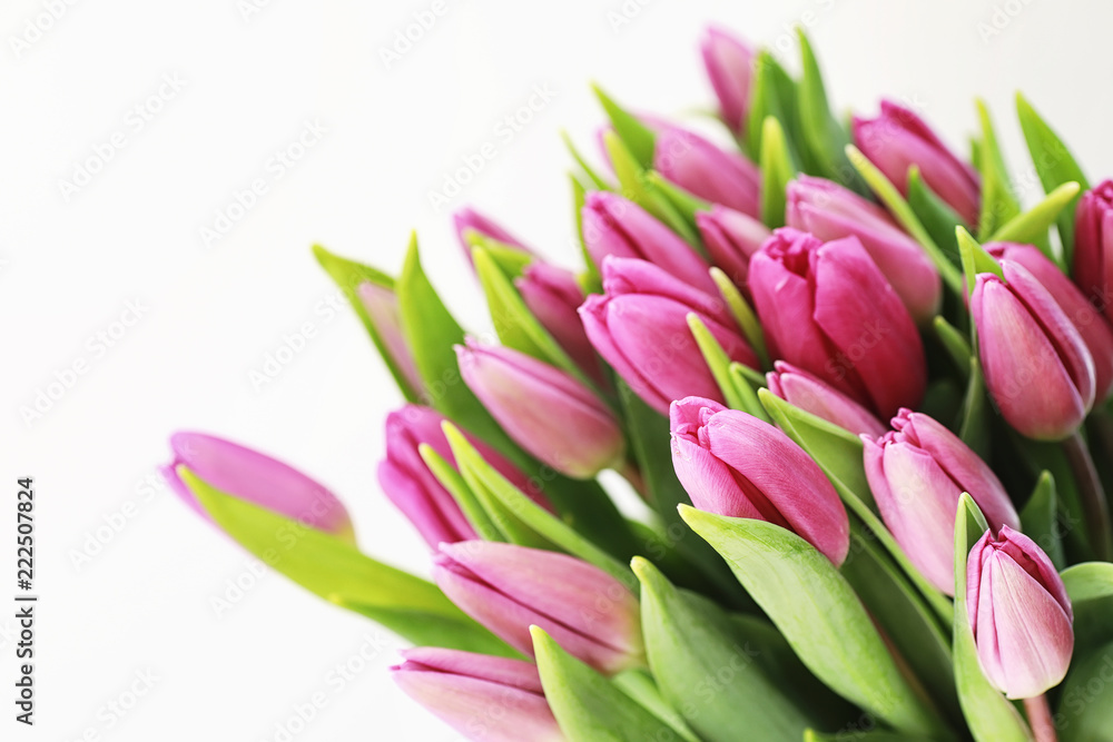 Bouquet of beautiful pink tulips