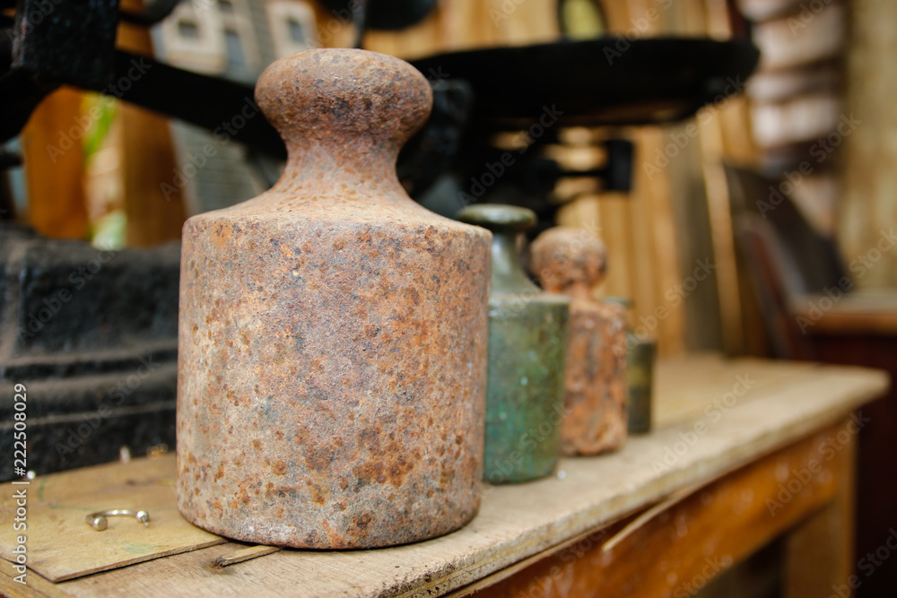 Antique scale made of cast iron in Minas Gerais, Brasil. Antique scale made of cast iron in Minas Gerais, Brasil.