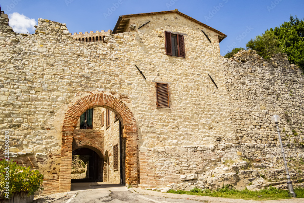 Entrance walls in the medieval village of Castiglione del Lago, Umbria - Italy