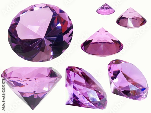 set of gemstones isolated on white background