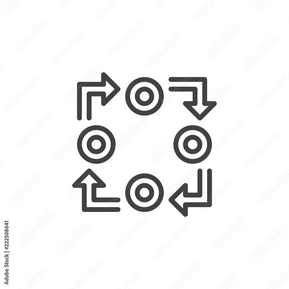 Workflow outline icon. linear style sign for mobile concept and web design. Circular charts line vector icon. Symbol, logo illustration. Pixel perfect vector graphics Workflow outline icon. linear style sign for mobile concept and web design. Circular charts line vector icon. Symbol, logo illustration. Pixel perfect vector graphics