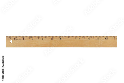 12 inch wood ruler isolated on a white background