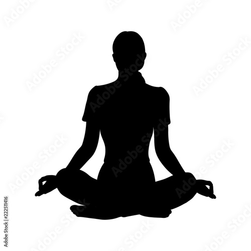Silhouette of a meditating person. Vector.