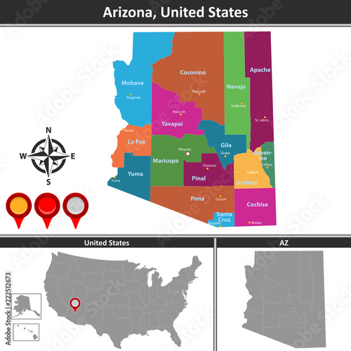 Map of Arizona, US photo