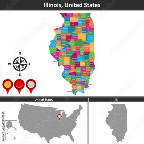 Map of Illinois, US photo