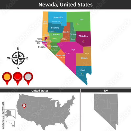 Map of Nevada, US photo