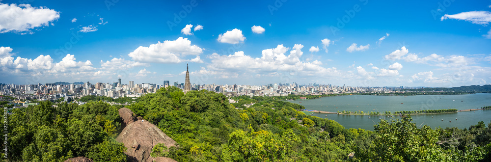 Fototapeta premium panoramic city skyline in hangzhou china