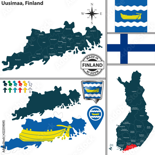 Map of Uusimaa, Finland