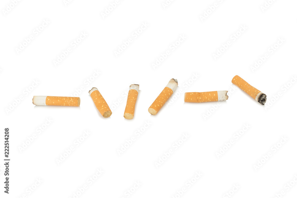 cigarette butt set isolated on white background cigarette butt set isolated on white background
