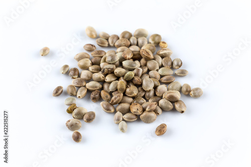 Cannabis Hemp seeds close up macro shot isolated