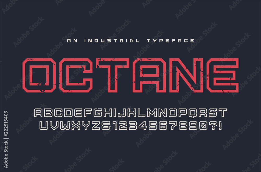 Plakat Octane vector display typeface, font, alphabet, typography.