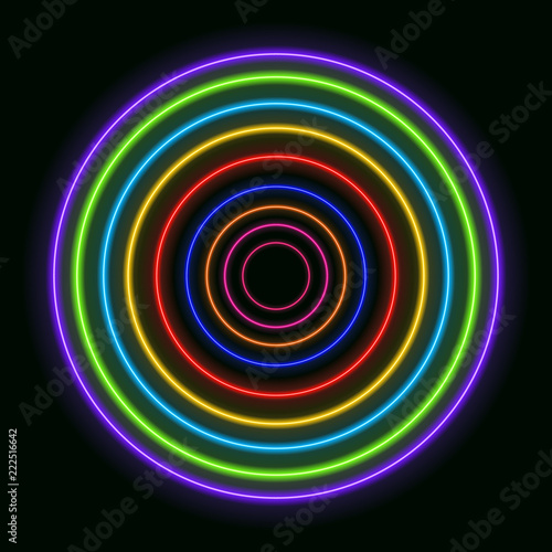 Photos Vector Colorful Neon Circles, Shining Rainbow Colored Rings.