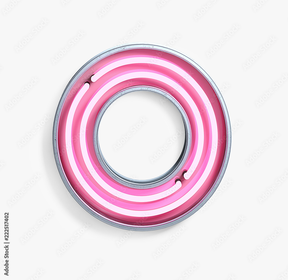 Bright Neon Font with fluorescent pink tubes. Number 0. Night Show Alphabet. 3d Rendering Isolated on White Background. Bright Neon Font with fluorescent pink tubes. Number 0. Night Show Alphabet. 3d Rendering Isolated on White Background.