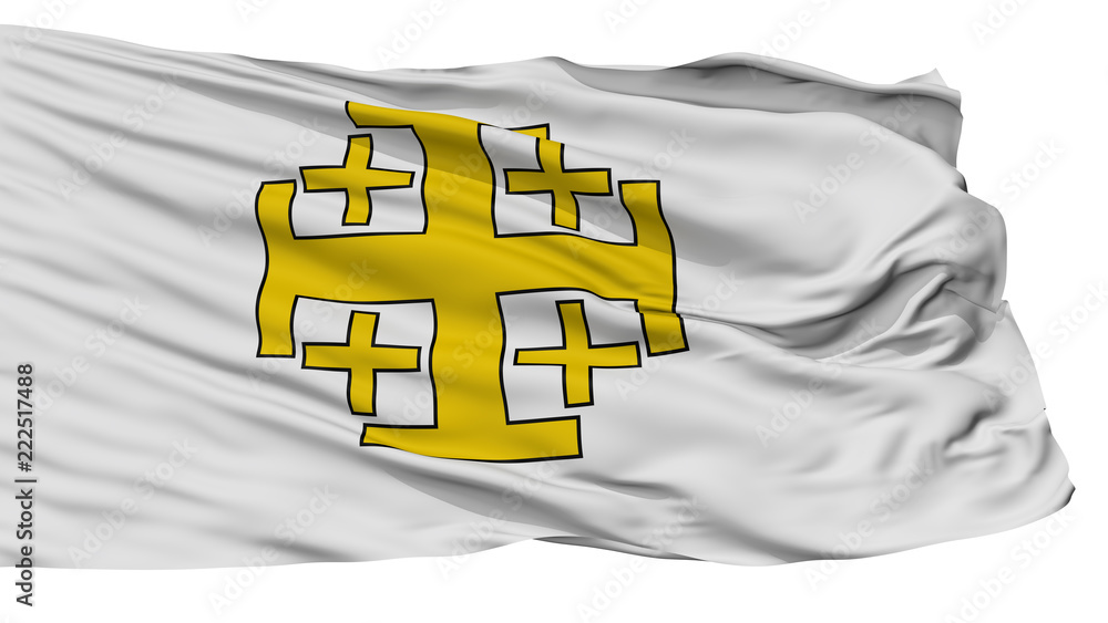 Jerusalem Cross Isolated Flag With White Background, 3D Rendering Stock