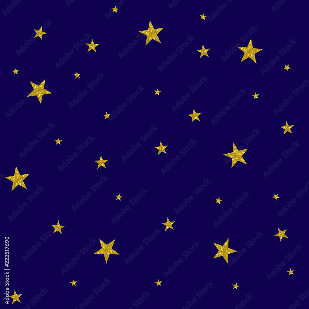Vector Starry Sky Seamless Pattern, Textured Golden Stars. Vector Starry Sky Seamless Pattern, Textured Golden Stars.