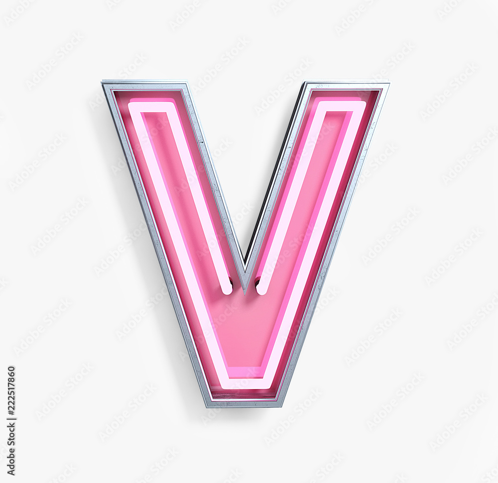 Premium PSD  Pink 3d symbol view from left letter v