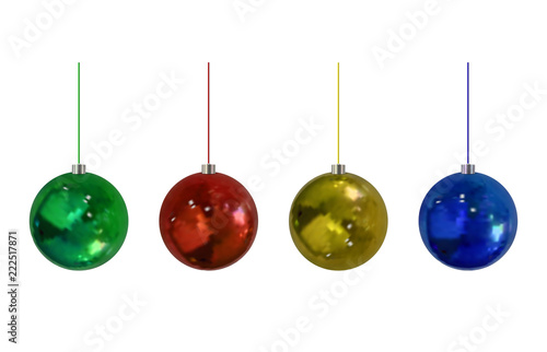 Vector Christmass Balls Set, Isolated on White Background Realistic Toys.