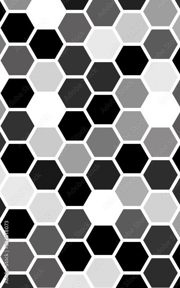 White honeycomb with a gradient color. Isometric geometry. 3D illustration White honeycomb with a gradient color. Isometric geometry. 3D illustration
