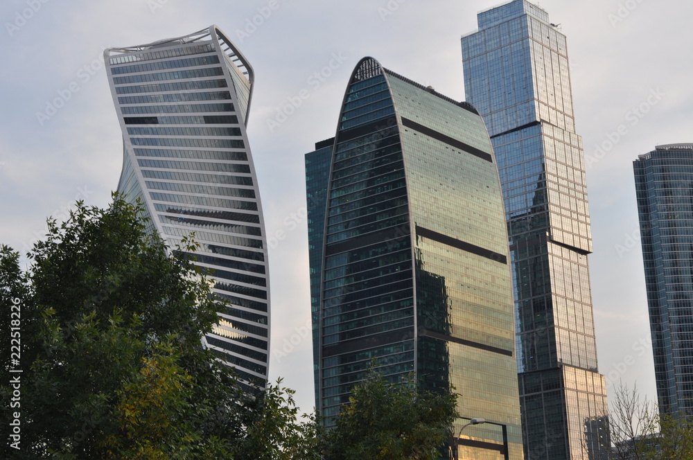 Multi-storey houses in the city of glass and concrete