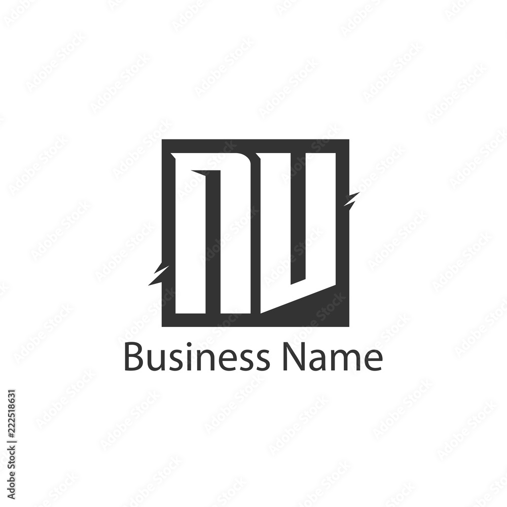 Initial Letter NV Logo Template Design