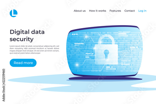 Digital data security, encryption, protection vector concept. La