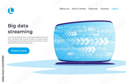 Big data streaming, cryptographic analysis vector concept. Landi